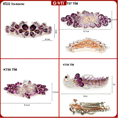 GOTI Kẹp Tóc Cho Nữ Trung Niên Kiểu Kẹp Đính Đá Hình Hoa Lá Nhiều Màu Đẹp - Phụ Kiện Tóc Nữ