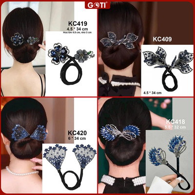 GOTI Kẹp Cuốn Tóc, Quấn Tóc Tạo Kiểu Tóc Búi Dự Tiệc Đôi Thiên Nga Đá Xanh Sang Trọng KC622 KC623