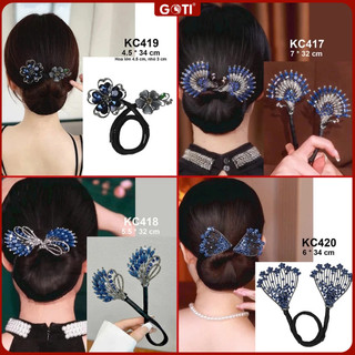  GOTI Kẹp Quấn Tóc Búi Dự Tiệc Hình Con Công Đá Xanh Sang Trọng Quà Tặng Nữ 20 10 8 3 KC417-KC420 