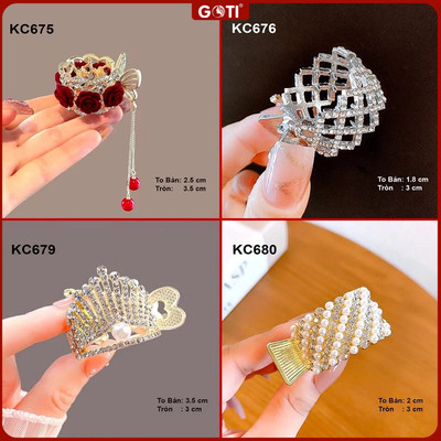 GOTI - Phụ Kiện Tóc Thời Trang Quà Tặng Nữ 20/10 8/3 - Kẹp Tóc Đuôi Ngựa Dạng Tròn Hình Ô Vuông Bằng Kim Loại KC676