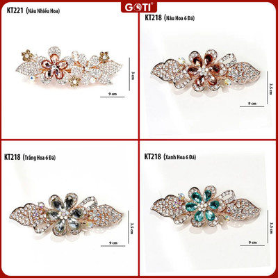 GOTI Kẹp Tóc Cho Nữ Hình Hoa Đính Nhụy 6 Đá Quà Tặng Mẹ, Tặng Bà, Người Trung Niên Sang Trọng KT218