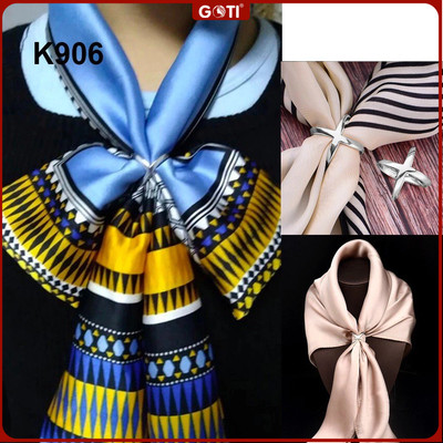 GOTI Phụ Kiện Thời Trang Nữ Nhẫn Khăn Choàng Cổ Kiểu Khuy Cài Nút Thắt Khăn Lụa Chữ X Đơn Giản K906