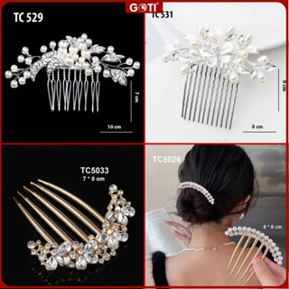 GOTI Phụ Kiện Tóc Dự Tiệc Quà Cho Nữ Trâm Cài Tóc Kiểu Lược Cài Đuôi Công Nơ Đính Hạt TC529-TC536