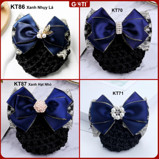 GOTI Kẹp búi tóc lưới gắn nơ cho nữ, văn phòng, ngân hàng, trung niên cao cấp KT86