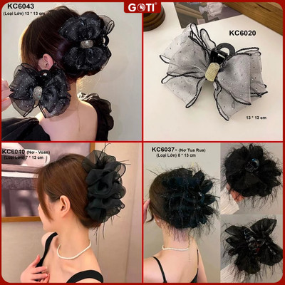 GOTI Kẹp Tóc Nơ Hai Mặt Xinh Xắn Cho Nữ, Kẹp Tóc Cua Vải Satin Nơ Hàn Quốc KC6022