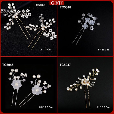 GOTI Trâm Cài Tóc Kiểu Xước Tóc Cao Cấp Hình Hoa Và Hạt Châu Sang Trọng Tặng Mẹ, Tặng Bà, Người Lớn Tuổi TC5045-TC5048
