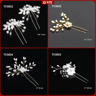 GOTI Trâm Cài Tóc Xước Hoa Hạt Châu Nhỏ Nhắn Phù Hợp Đi Tiệc, Đi Chơi, Trang Điểm Cô Dâu Thanh Lịch TC5022-TC5025 TC585