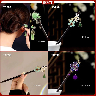 GOTI - Trâm Cài Tóc Mua Làm Quà Cho Nữ 20/10 8/3 – Trâm Cài Tóc Búi Hình Hoa Nhỏ Giọt Nước Phong Cách Cổ Trang TC595