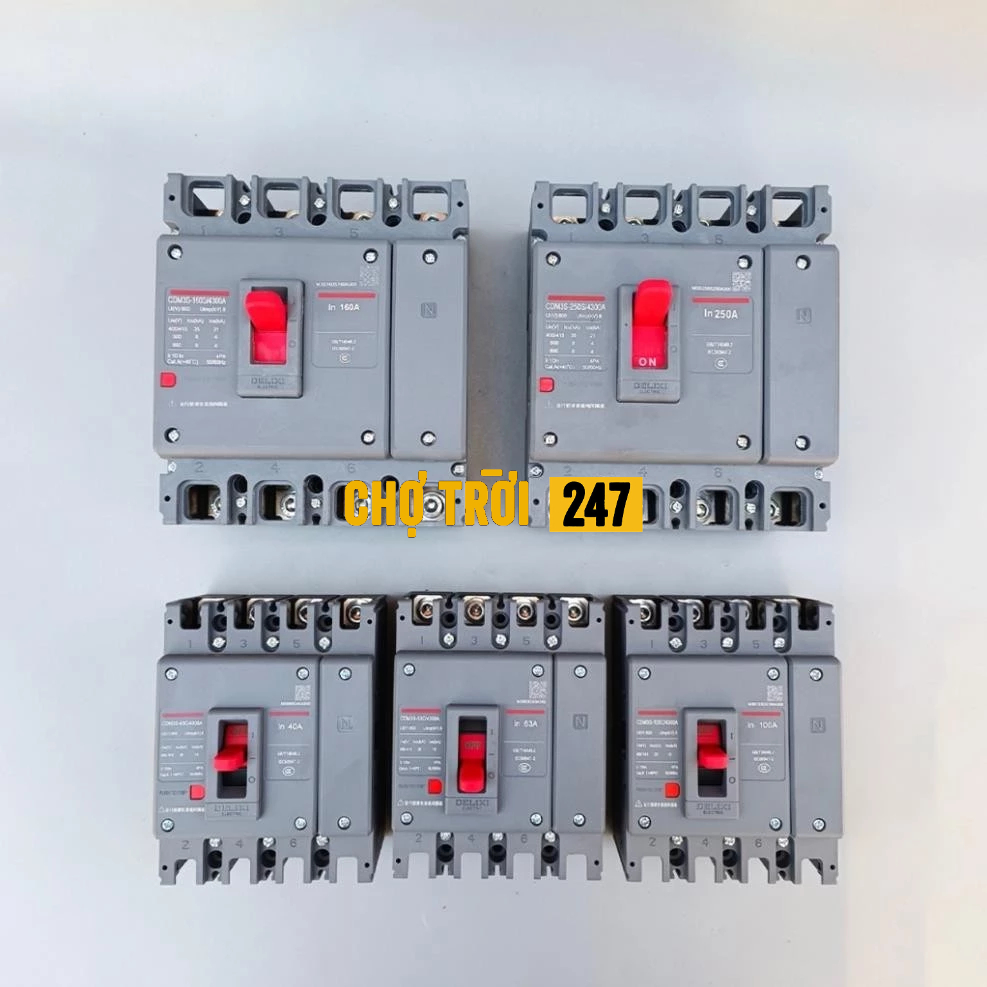 Aptomat khối, át khối 4 pha chống giật chống quá tải hàng delixi chính hãng bảo hành 1 năm.
