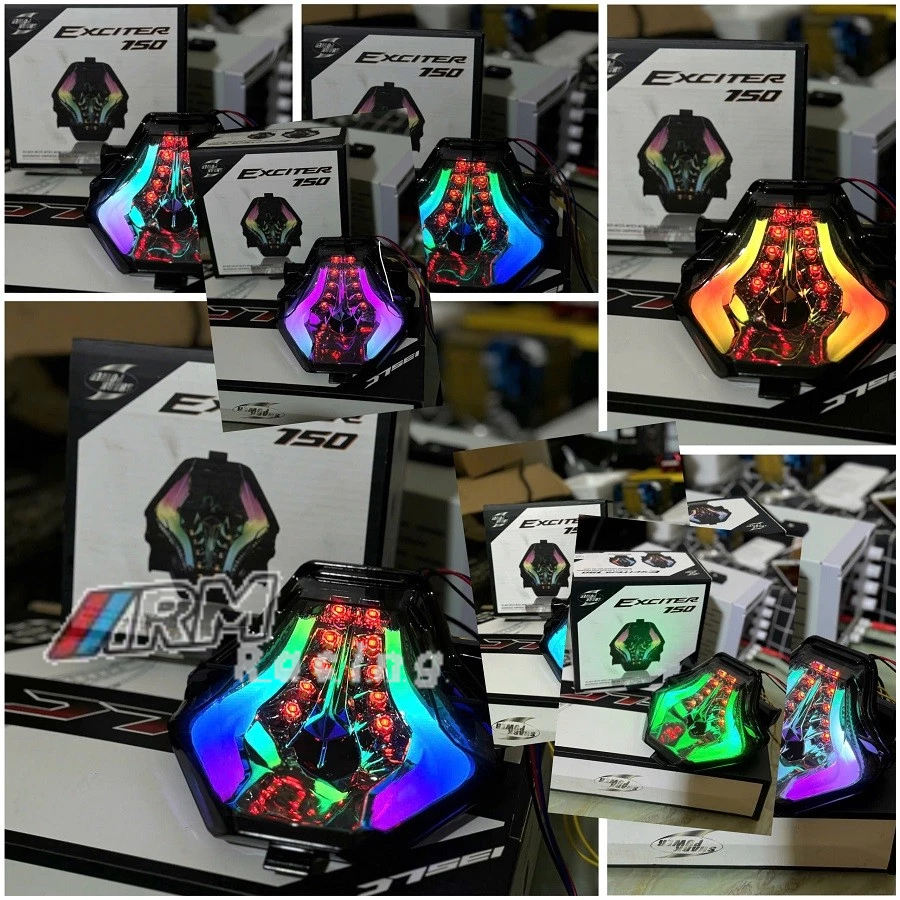 Đèn hậu TST Ex150  Shark Power chỉnh màu bằng nút Lắp đặt như zin Exciter150