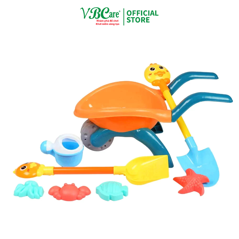 Bộ đồ chơi VBCare đồ chơi nước và xúc cát đi biển, xúc cát có xe đẩy, khuôn tạo hình VBC-YF3696