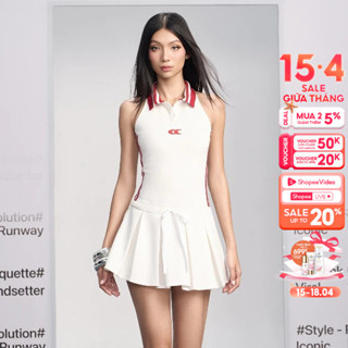 CARA Đầm ngắn ôm cổ yếm polo nữ Pikall phối xếp ly phần váy cá tính