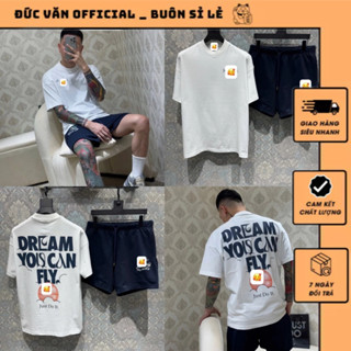 Bộ Quần Áo Cộc Nam Họa Tiết Phối ữ Drem Logo Tràn Lưng_Bộ Quần Đùi Nam Chất Vải Cotton Fom Chuẩn Chống Bong