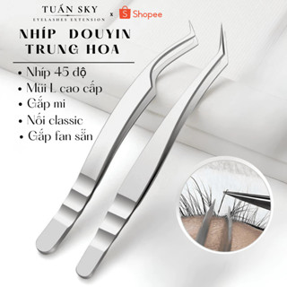 Nhíp nối mi, tách mi Douyin Trung Hoa Cao Cấp, nhíp H.Hồng Đen, L45 lực nhẹ_Dụng cụ nối mi Tuấn SKY
