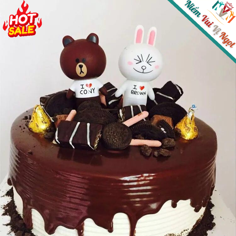 Trang trí bánh kem Minnie Rabbit & Brown Bear