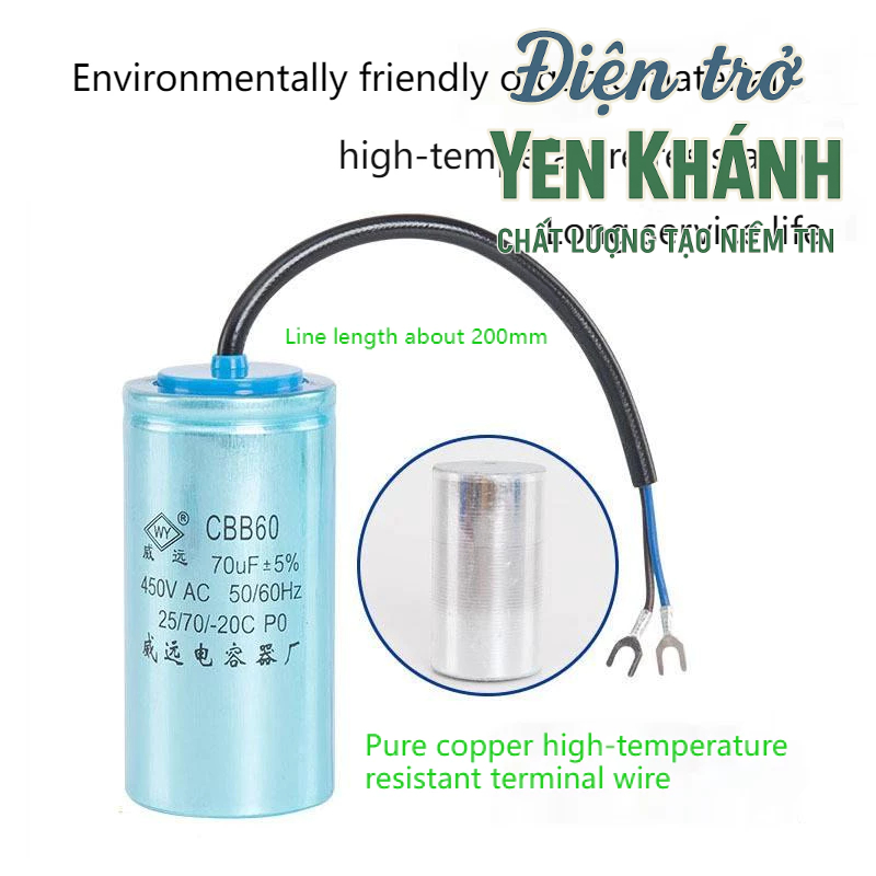 Tụ Điện Nhôm Cbb60 300UF ~ 500UF, Tụ Ngậm Động Cơ Bơm Nước Cbb60 450VAC Chuyên Dụng Chất Lượng Cao