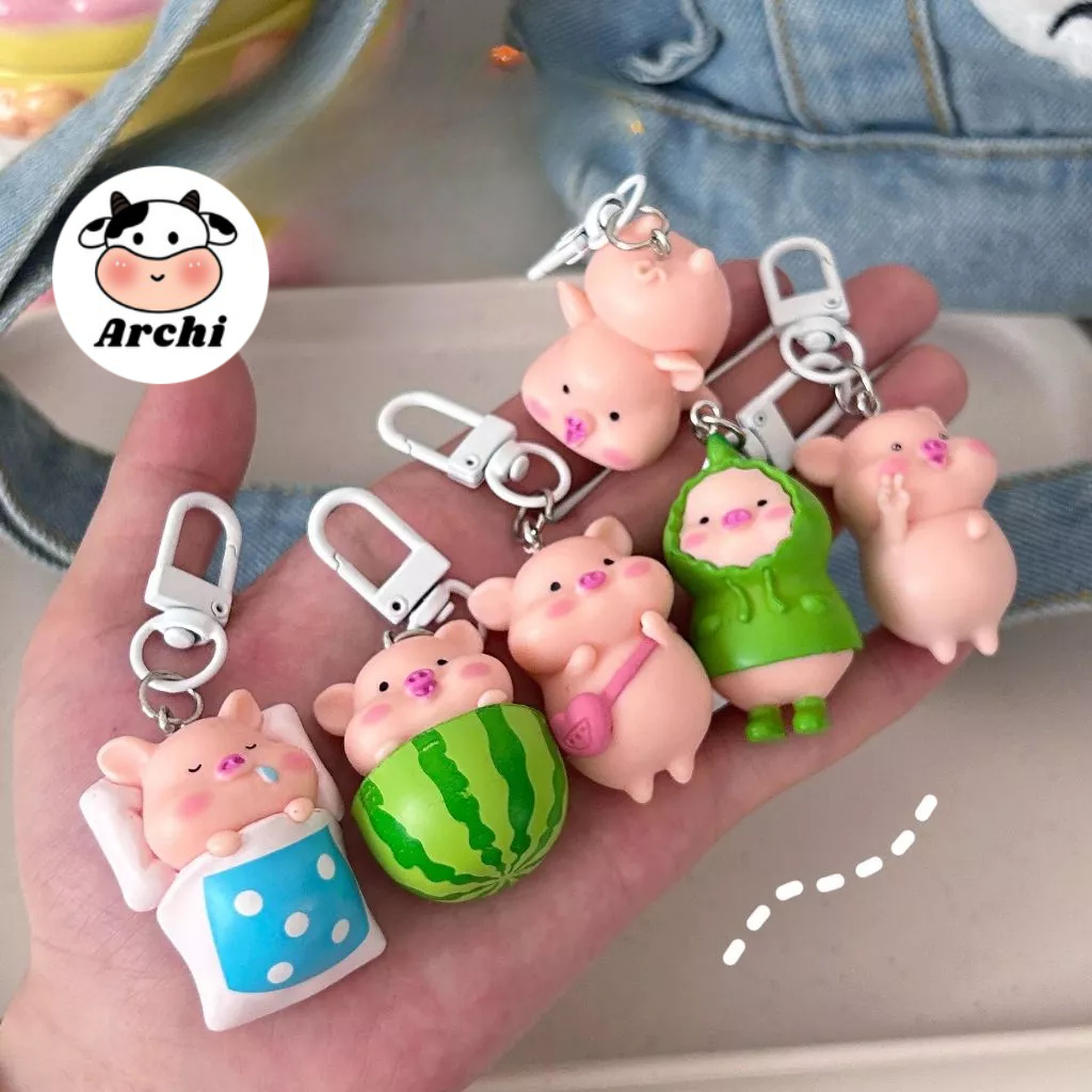 Móc Khóa Hình Chú Heo Dễ Thương Động Vật Học Túi Chìa Khóa Piglet