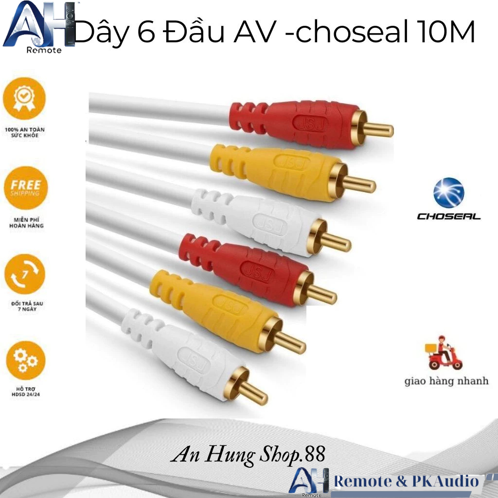 Dây AV 6 Đầu Dài 10m ( Hàng Xịn Choseal)