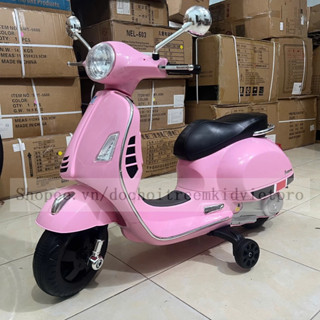  Xe Máy Mô Tô Điện KIDVIET-PRO Vespa Cho Bé 3-8 Tuổi Tự Lái 2 Động Cơ 12V Chân Đạp Ga Nhạc Còi Đèn  Hồng-Đỏ-Trắng  