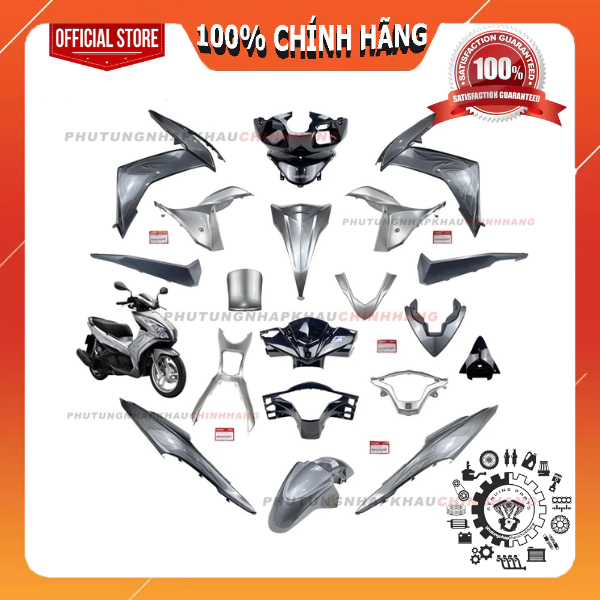 [MÓN LẺ] Dàn áo Air Blade 125 2014 màu Xám Bạc 3D Từ Tính, Hoa Văn, Bộ vỏ nhựa màu AB 125 K27 2013 2