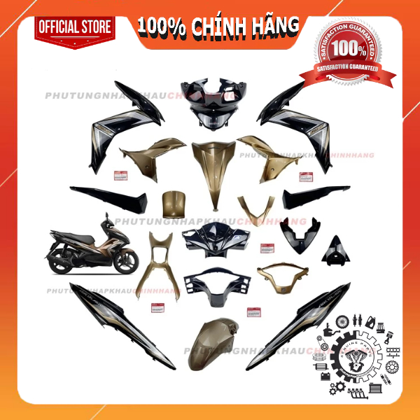 [MÓN LẺ] Dàn áo Air Blade 125 2014 màu Vàng Đồng Đen chính hãng, AB 125 K27 2013 2015