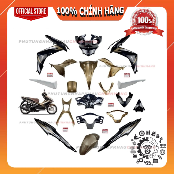 [MÓN LẺ] Dàn áo Air Blade 125 2013 màu Vàng Đồng Đen chính hãng, AB 125 K27 2014 2015