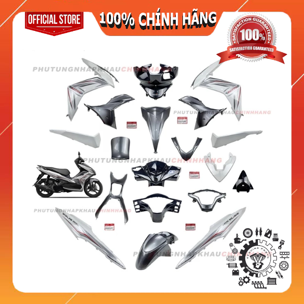 [MÓN LẺ] Dàn áo Air Blade 125 2014 màu Trắng Xám chính hãng, AB 125 K27 2013 2015