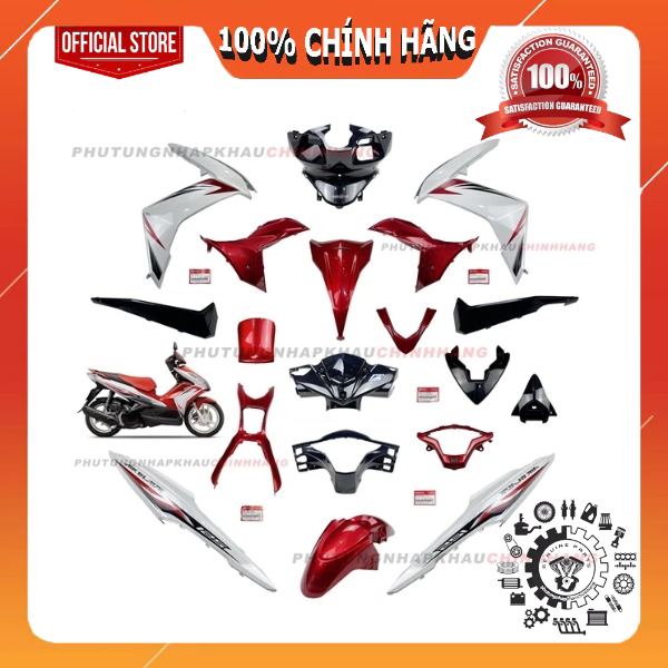 [MÓN LẺ] Dàn áo Air Blade 125 2013 màu Đỏ Trắng chính hãng, AB 125 K27 2014 2015