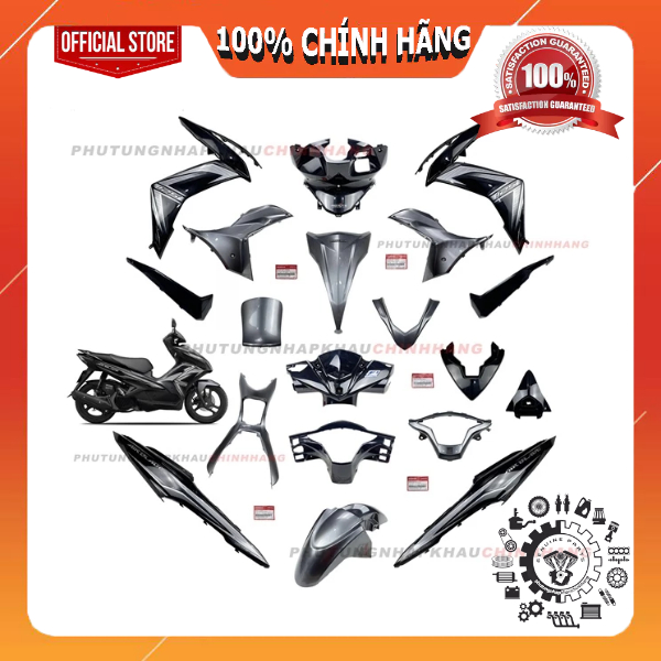 [MÓN LẺ] Dàn áo Air Blade 125 2014 màu Đen bóng Xám chính hãng, AB 125 K27 2013 2015