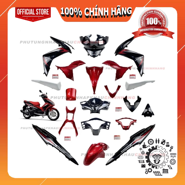 [MÓN LẺ] Dàn áo Air Blade 125 2013 màu Đỏ Đen chính hãng, AB 125 K27 2014 2015