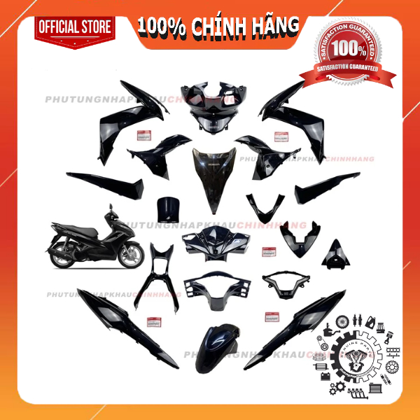 [MÓN LẺ] Dàn áo Air Blade 125 2014 màu Đen Bóng bản Tiêu Chuẩn chính hãng, AB 125 K27 2013 2015