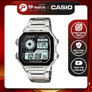 Đồng Hồ Nam Casio Standard AE-1200WHD-1AVDF Chính Hãng Dây Thép | Casio Worldtime - AE-1200WHD-1A pin 10 năm