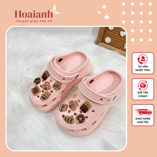 Dép Sục Cross bé gái,Dép bánh mì nhẹ(khogiaydephoaianh) cao 3cm chất liệu EVA đính sticker xinh xắn