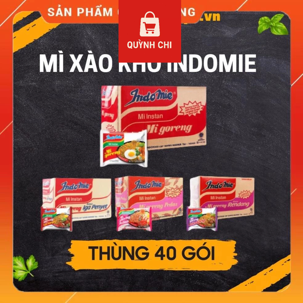 Thùng 40 Gói Mì Trộn Indomie Mix Đủ Vị: Đặc Biệt, Cay Nồng, Sườn Cay, Bò Cay, Gà Giòn Cay, Ớt Xanh