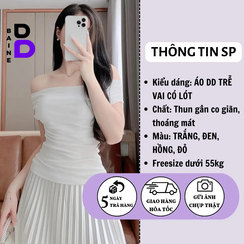Áo Thun TRỄ VAI LÓT Tiểu Thư Thanh Lịch DÁNG DÀI Nữ DD89, Áo Babytee Chất Thun Gân Kiểu Trơn Nhiều Màu BAINE | BigBuy360 - bigbuy360.vn