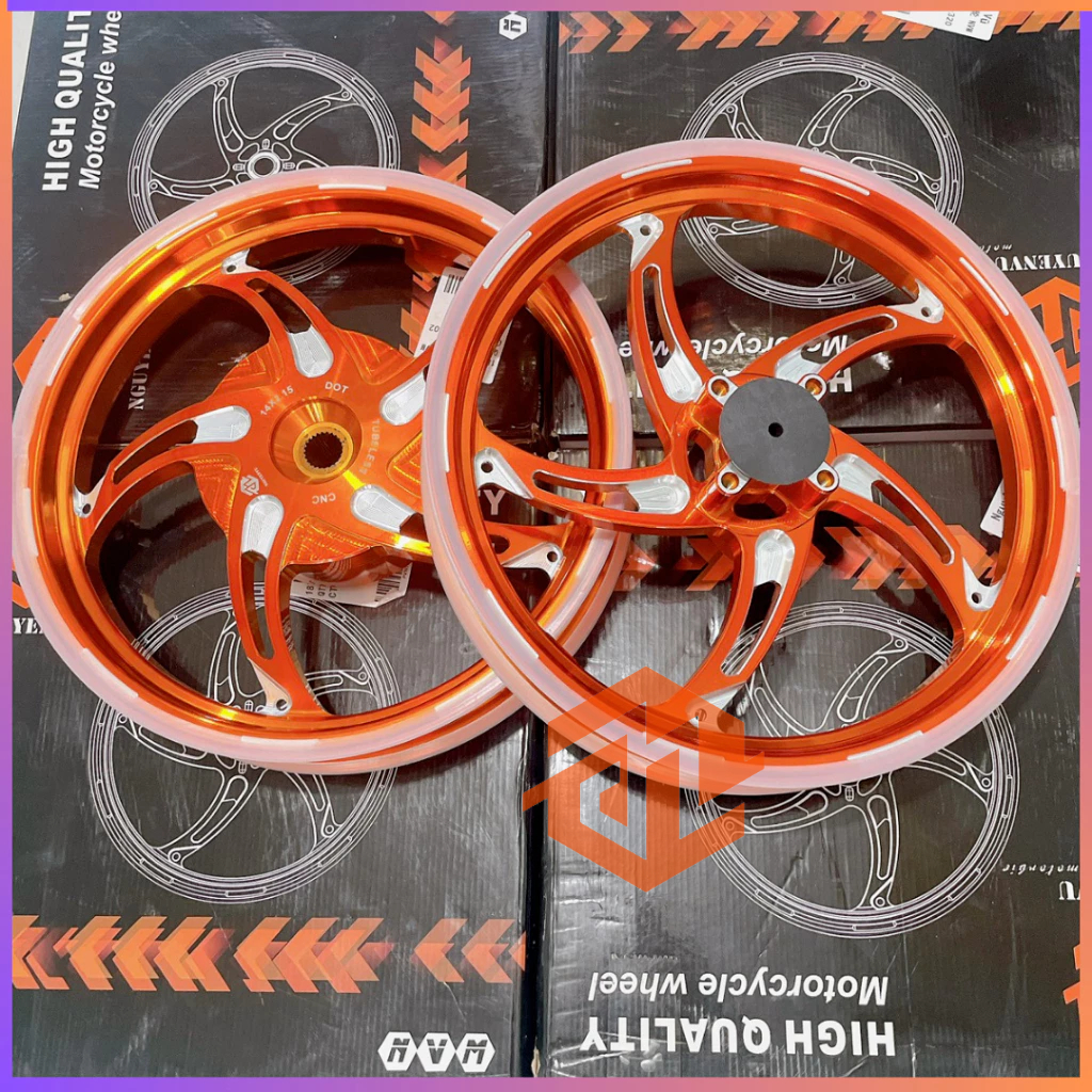 Mâm 5 Cây CNC Gắn VARIO, VISION, AB >>> Bản 1.85 - 2.15 Màu Cam