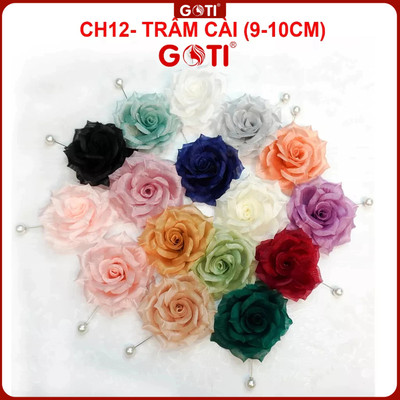GOTI - Tag Hoa Cài Áo Váy Handmade, Cài Áo Hoa Voan Màu Pastel, Hoa Voan Cài Áo, Kiểu Cài Áo Hoa Có Ghim, Trâm Cài CH12