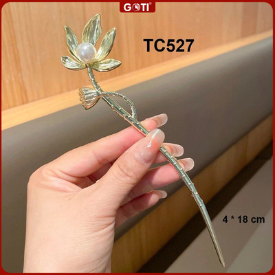 GOTI – Trâm Cài Tóc Búi Gọng Kim Loại Hình Hoa Cánh Nhọn Đính Nhuỵ Hạt Thanh Lịch TC527 TC524 TC523 TC511 TC505 TC504