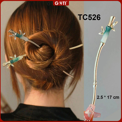 GOTI - Trâm Cài Tóc Hình Đá 4 Lá Bằng Kim Loại Phong Cách Hán Phục Nữ Cổ Điển TC526 TC519 TC517 TC518 TC516 TC503 TC520