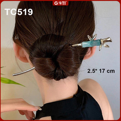 GOTI Trâm Cài Kim Loại Phong Cách Trung Quốc Cổ Điển,Hiện Đại Hình Đá Xanh Phối 4 Lá TC519 TC517 TC518 TC516 TC503 TC520