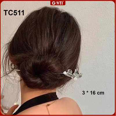 GOTI Phụ Kiện Thời Trang Nữ -  Trâm Cài Tóc Hình Lá Cọ Trắng Nhỏ Cổ Điển, Hiện Đại Búi Tóc Sang Trọng TC511 TC504 TC505