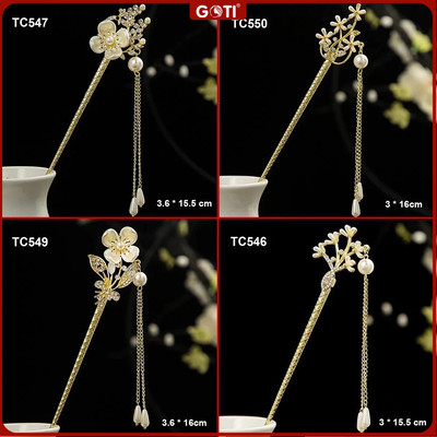 GOTI Quà Tặng Nữ Phong Cách Cổ Trang, Cổ Điển, Hiện Đại Trâm Cài Tóc Hoa Nhỏ Đính Hạt Tua Rua TC546