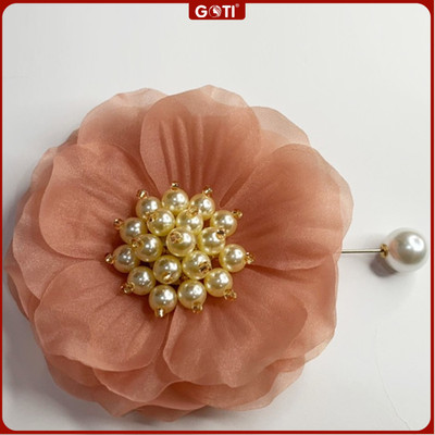 Tag Cài Áo Hoa Mẫu Đơn Lớn Có Ghim, Phụ Kiện Handmade Màu Hồng, Xanh, Đen, Trắng, Nude, Đỏ CH005