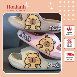Dép lê cho bé trai/bé gái hoạ tiết Capybara đế bánh mì chữ Barbie siêu nhẹ êm chân