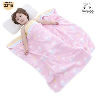 Chăn Gạc 6 Lớp Cho Bé Mùa Hè – Họa Tiết Voi Dễ Thương – Cotton Mềm Mại, Thoáng Khí