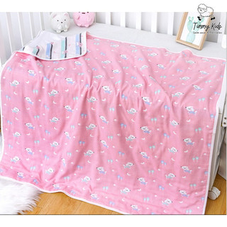 Chăn Gạc 6 Lớp Cho Bé Mùa Hè – Họa Tiết Voi Dễ Thương – Cotton Mềm Mại, Thoáng Khí