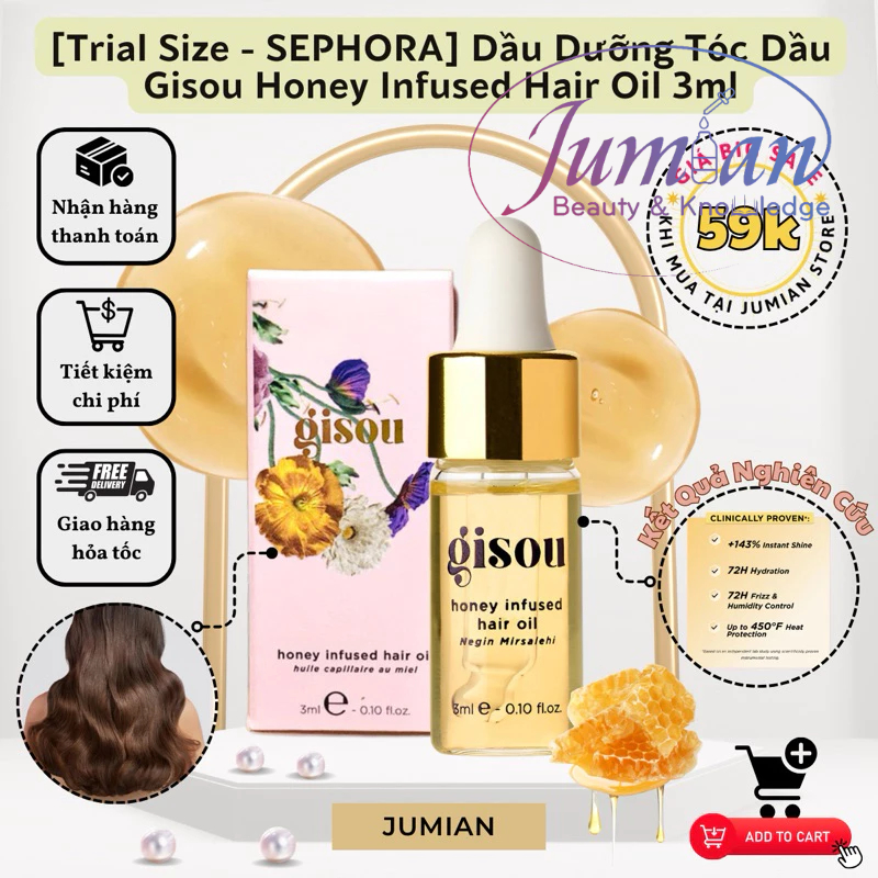 [Trial Size - SEPHORA] Dầu Dưỡng Tóc Dầu Gisou Honey Infused Hair Oil 3ml