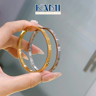 Vòng tay cati titan không đen không gỉ bản tròn Kami trang sức sỉ