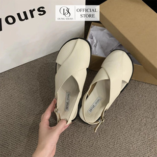 (Tăng size) Sandal nữ quai chéo sục rọ đế bệt da mềm dáng tiểu thư