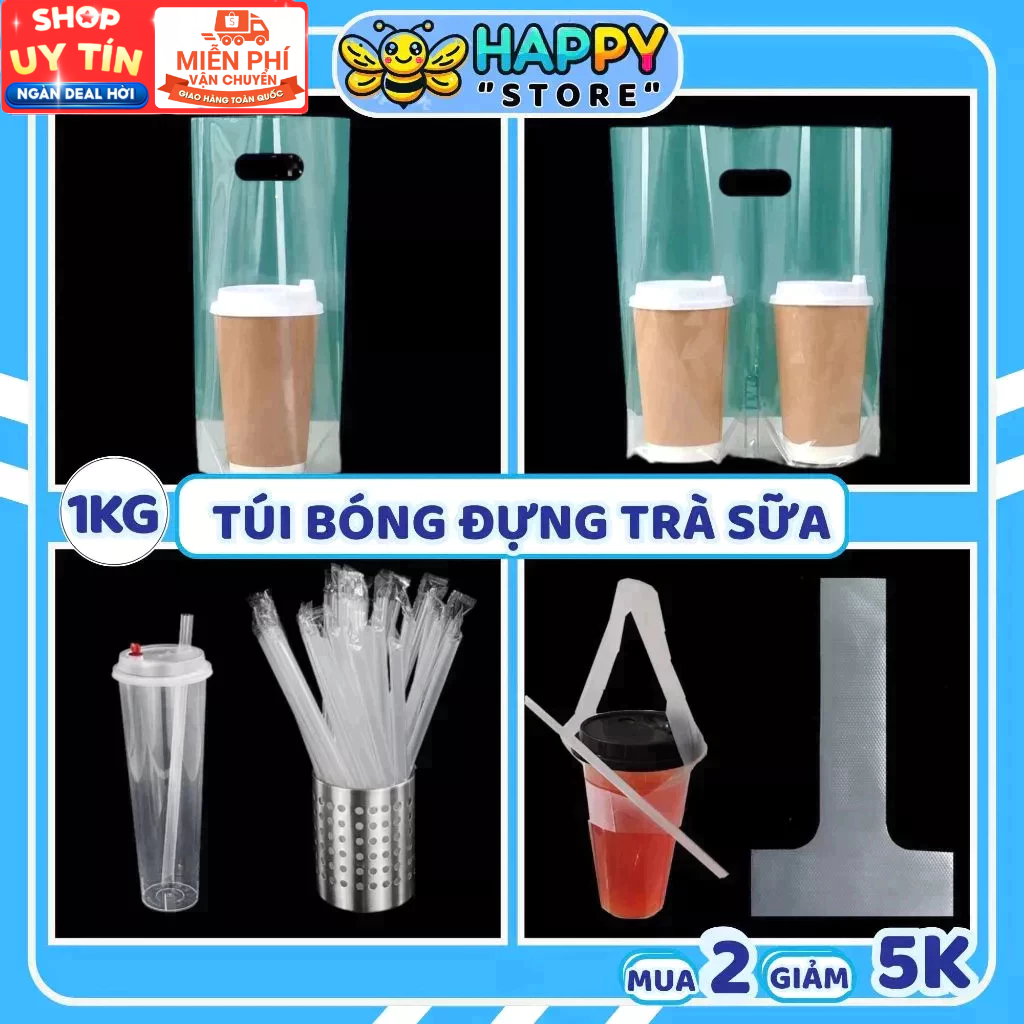 Túi Đựng Trà Sữa Chữ T Túi Đựng Ly Cốc Đơn Và Đôi Túi Takeaway 2 Ngăn